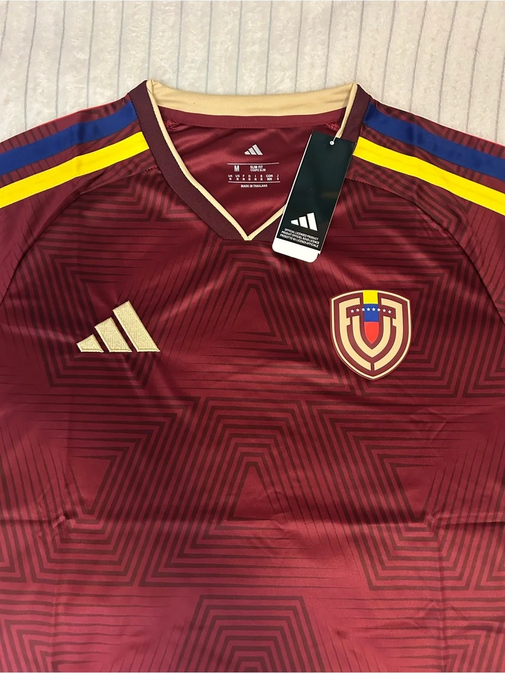 Adidas Venezuela Maroon Soccer Jersey with Yellow & Blue Accents